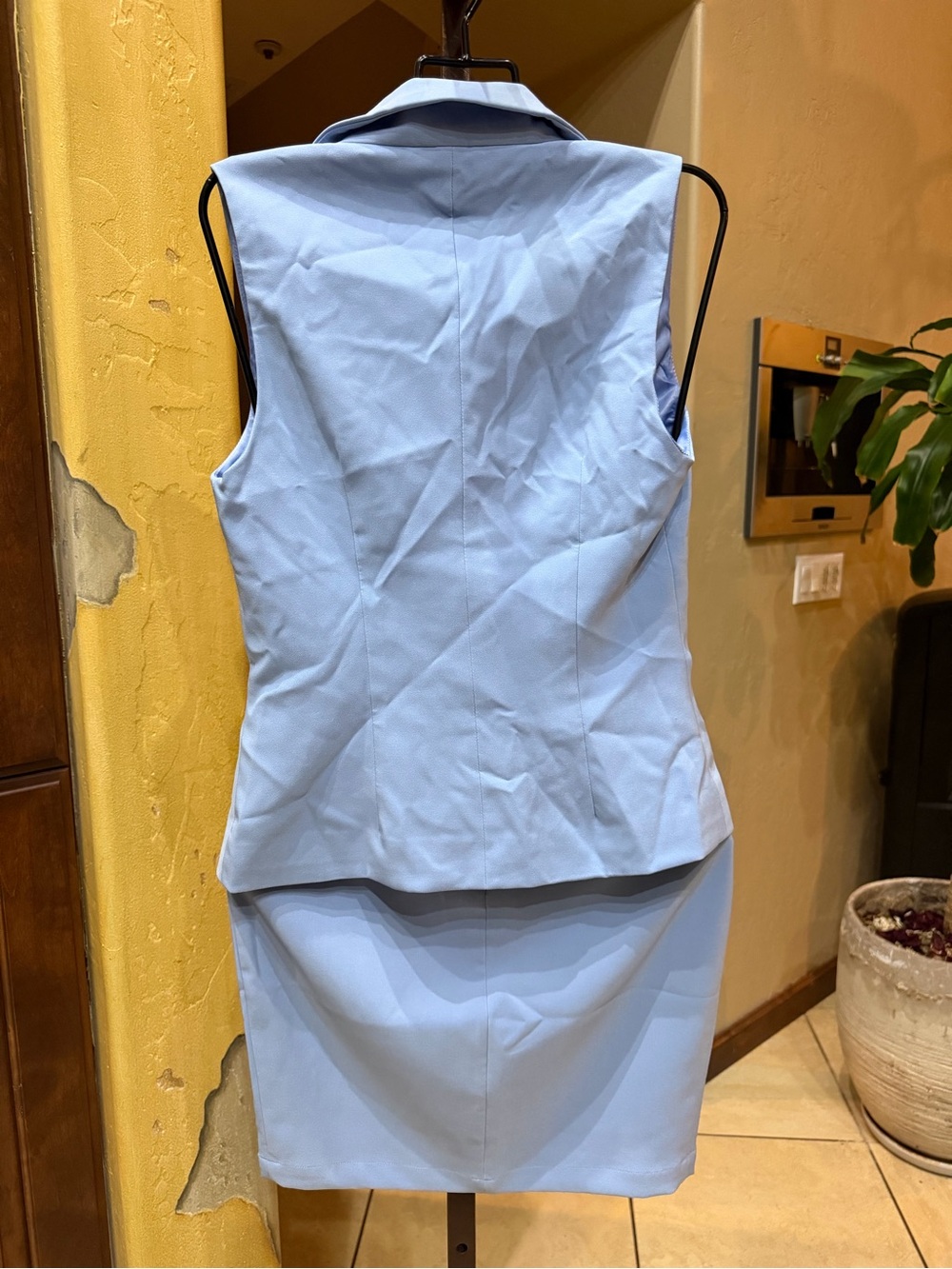 NWT Sleeveless Double-Breasted Light Blue Skirt Set Small - Picture 4 of 4